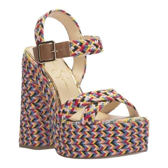 Jessica‎ Simpson Women's Multicolor Woven Brycen Platform Sandals Size 10 - Picture 1 of 15